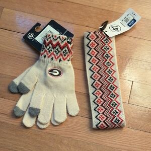 '47 Georgia Women's Cream and Red Gloves & Headband Set